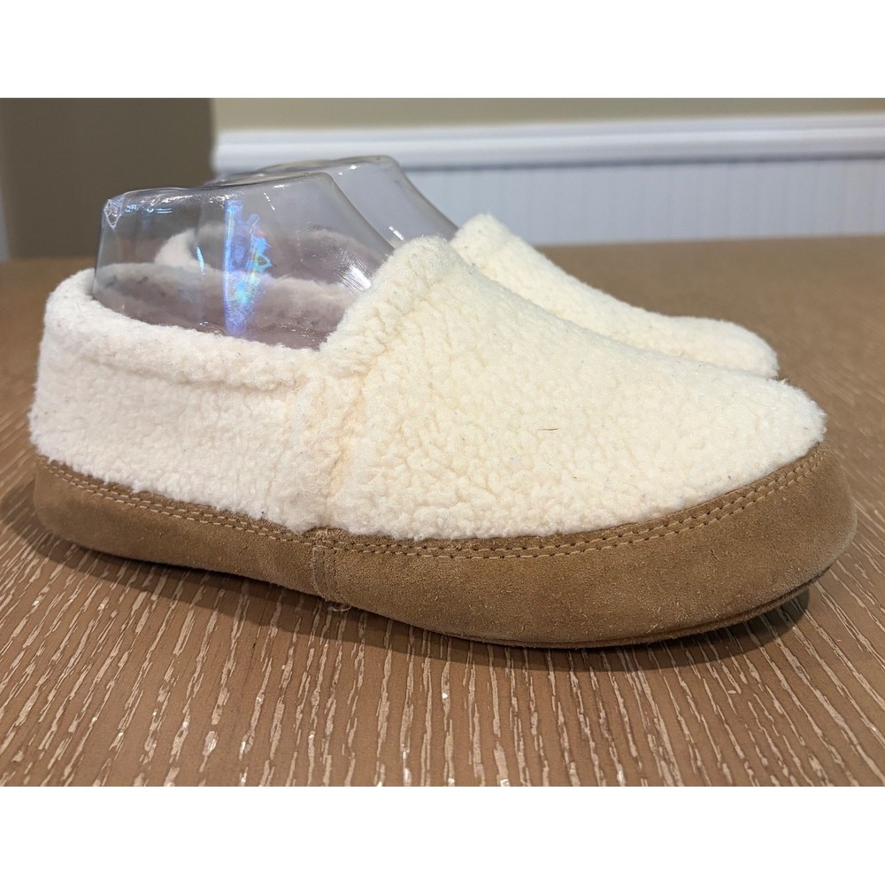 L.L.Bean Kids Sherpa Fleece Slippers Size 3-4 Cream Cozy House Shoes Unisex